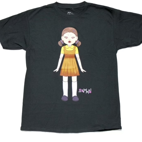 Squid Game Giant The Doll Tee 3X Netflix Charcoal Heather Red Light Green Light - Picture 5 of 6